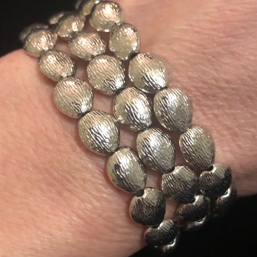 Silver Tone Stretchy Bracelet Set of Three